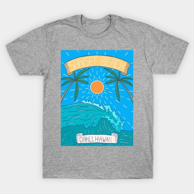 Sunset Beach Oahu Hawii T-Shirt by Yeaha